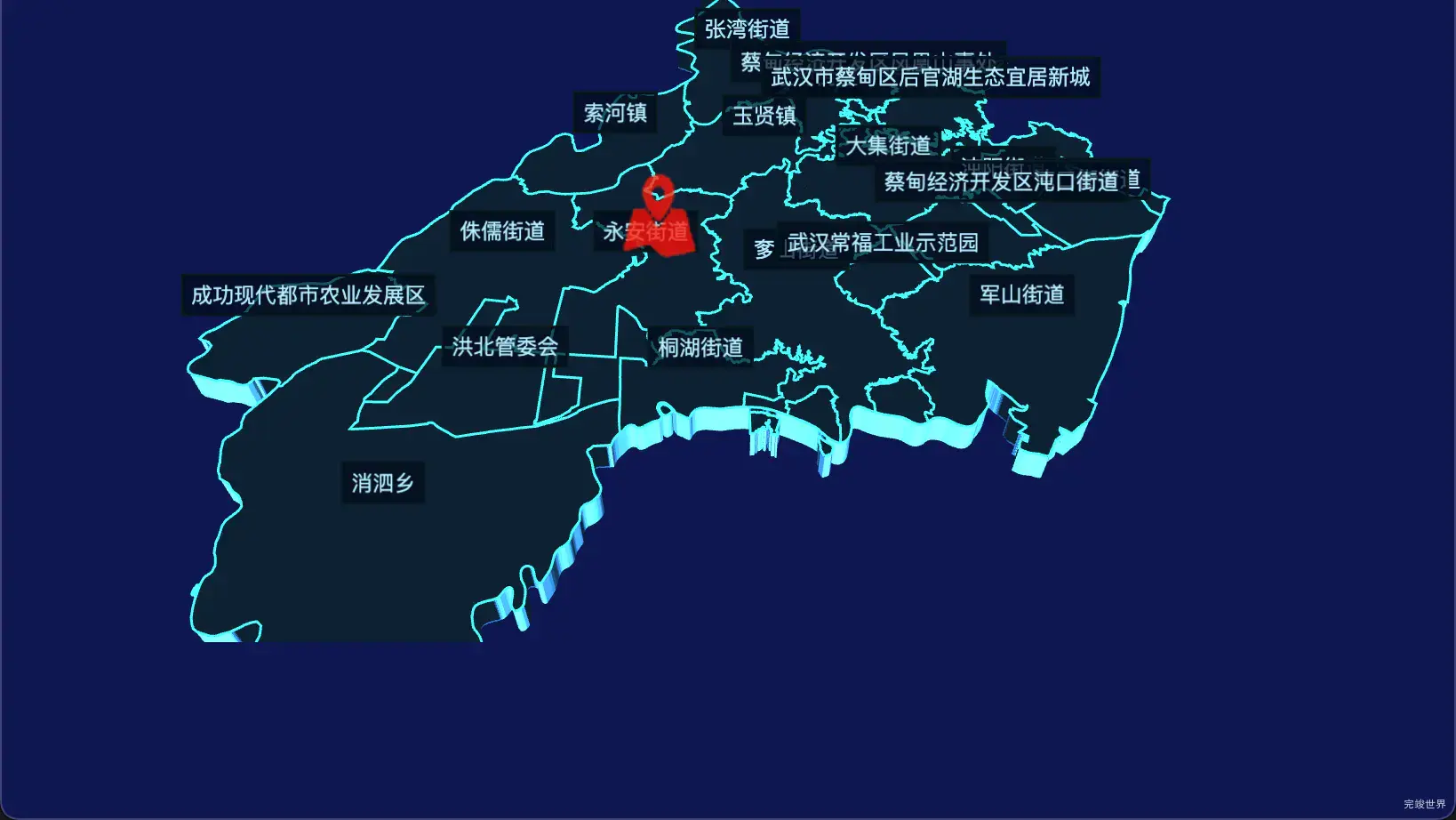 echarts 武汉市蔡甸区geoJson地图3d地图自定义图标